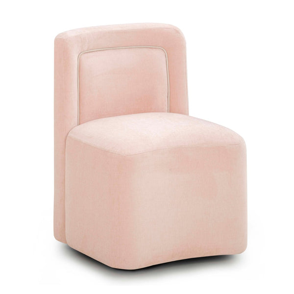 TOV Furniture Dolce Velvet Rolling Desk Chair - Chic Sculptural Design with Plush Comfort for Stylish Workspaces Pink TOV-H54618