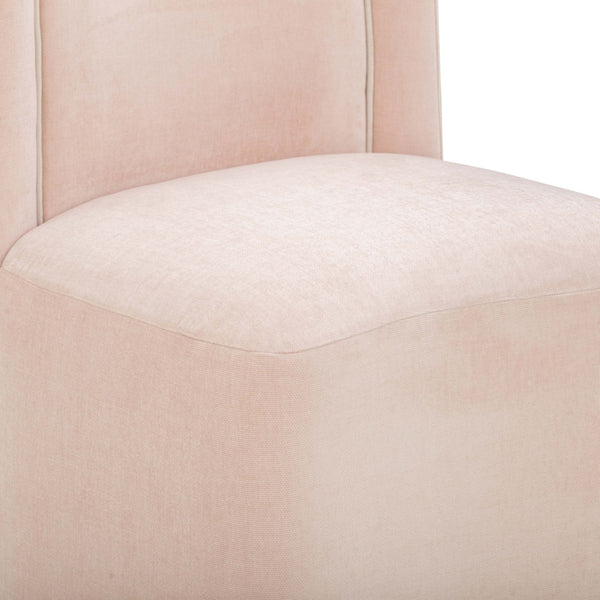 TOV Furniture Dolce Velvet Rolling Desk Chair - Chic Sculptural Design with Plush Comfort for Stylish Workspaces Pink TOV-H54618