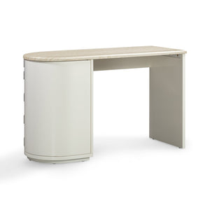 TOV Furniture Marlene 47" Cream Faux Travertine Desk – Sleek Modern Design with Hidden Storage for Compact Spaces TOV-H54675