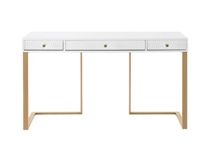 TOV Furniture Janie Modern 52" Lacquer Desk with Gold Base & Soft-Close Drawers - Stylish Workstation & Vanity TOV-H5519