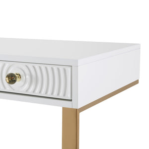 TOV Furniture Janie Modern 52" Lacquer Desk with Gold Base & Soft-Close Drawers - Stylish Workstation & Vanity TOV-H5519