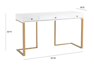 TOV Furniture Janie Modern 52" Lacquer Desk with Gold Base & Soft-Close Drawers - Stylish Workstation & Vanity TOV-H5519