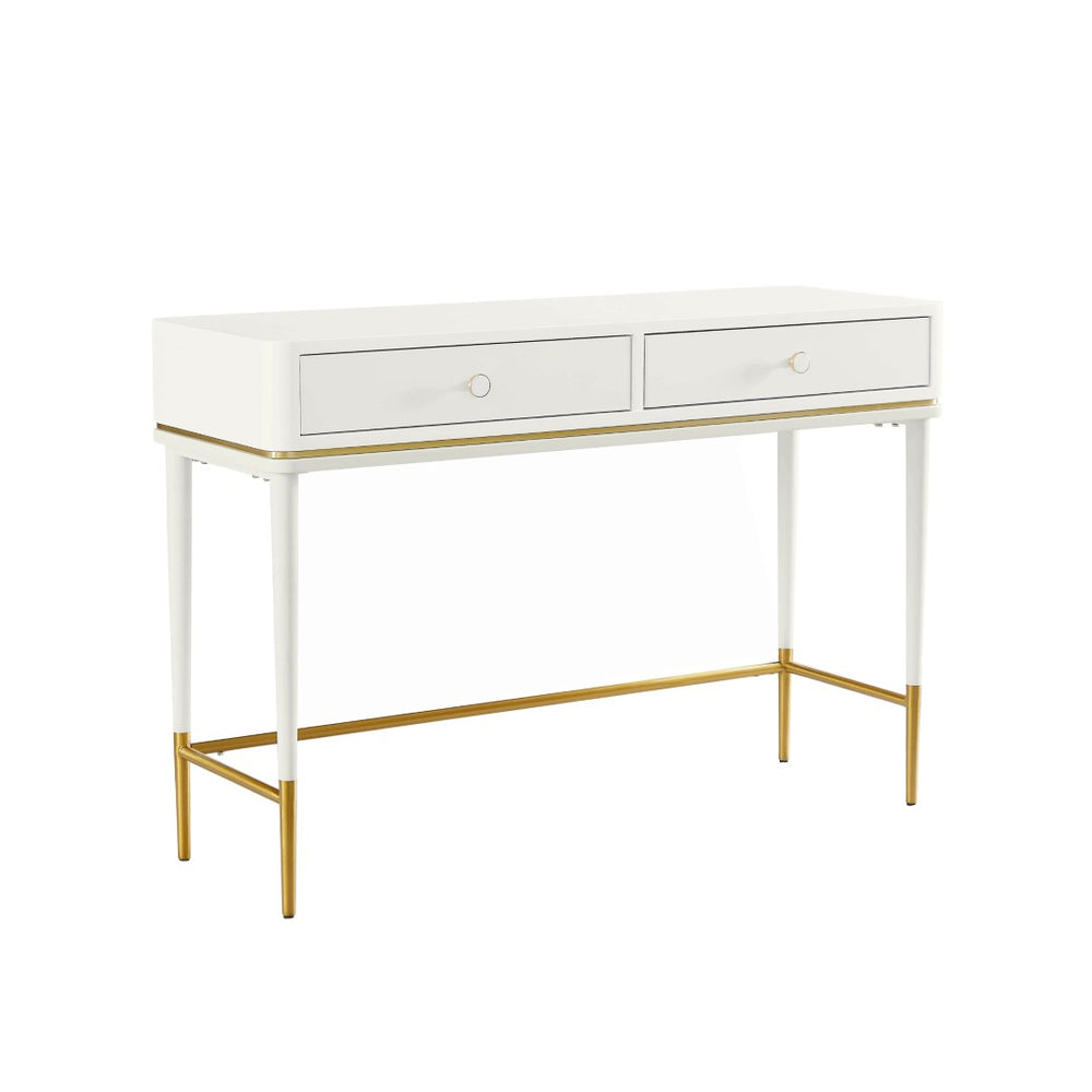 TOV Furniture Mariah 46" Art Deco-Inspired 2-Drawer Desk – Stylish Storage Solution for Elegant Workspaces Off-White TOV-H68716