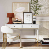 Mariah Two Drawer Off-White Desk TOV-H68716 TOV Furniture