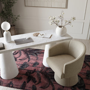 TOV Furniture Kristen Upcycled Chenille Rolling Desk Chair - Eco-Friendly Comfort for Home and Office Workspaces Taupe TOV-H68926