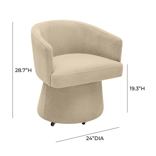 TOV Furniture Kristen Upcycled Chenille Rolling Desk Chair - Eco-Friendly Comfort for Home and Office Workspaces Taupe TOV-H68926