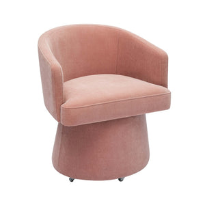 TOV Furniture Kristen Upcycled Chenille Rolling Desk Chair - Eco-Friendly Comfort for Home and Office Workspaces Pink TOV-H68927