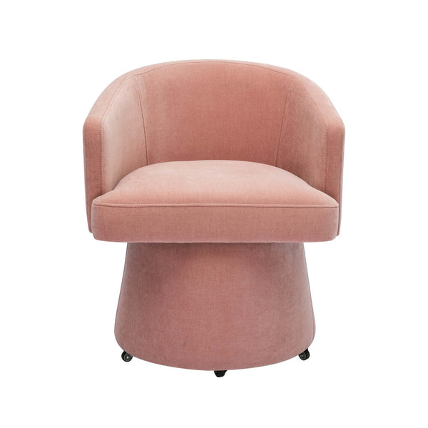 TOV Furniture Kristen Upcycled Chenille Rolling Desk Chair - Eco-Friendly Comfort for Home and Office Workspaces Pink TOV-H68927
