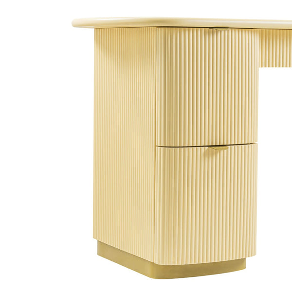 TOV Furniture Francesca 58" 3-Drawer Desk – Timeless Tuscan Charm with Stylish Storage for Home Office Organization Yellow TOV-H69001