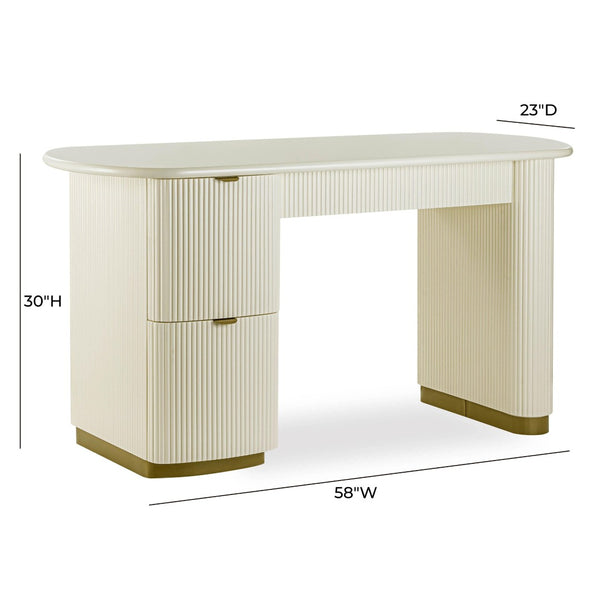 TOV Furniture Francesca 58" 3-Drawer Desk – Timeless Tuscan Charm with Stylish Storage for Home Office Organization Cream TOV-H69123