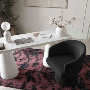 TOV Furniture Kristen Upcycled Chenille Rolling Desk Chair - Eco-Friendly Comfort for Home and Office Workspaces Black TOV-H69158