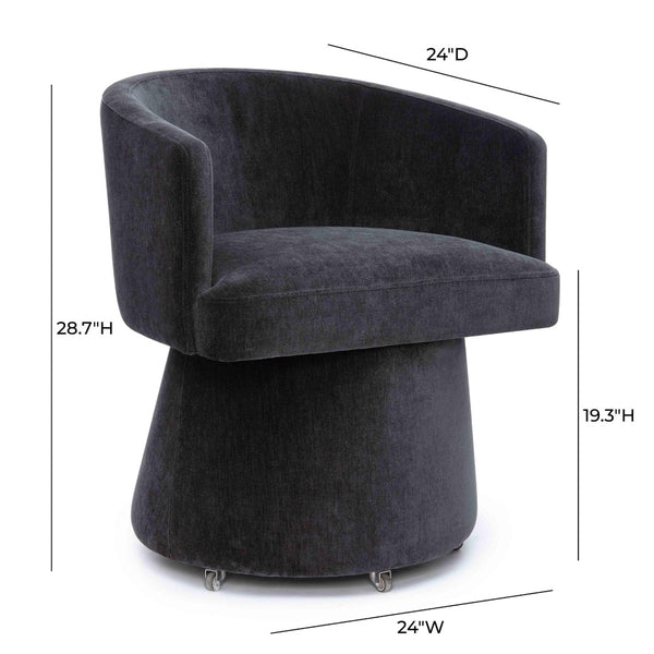 TOV Furniture Kristen Upcycled Chenille Rolling Desk Chair - Eco-Friendly Comfort for Home and Office Workspaces Black TOV-H69158
