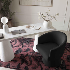 Tov Furniture Kristen Upcycled Chenille Rolling Desk Chair – Stylish, Sustainable Design For A Chic Workspace Upgrade Black Plywood,Recycled Fabric,Wood Tov-h69158