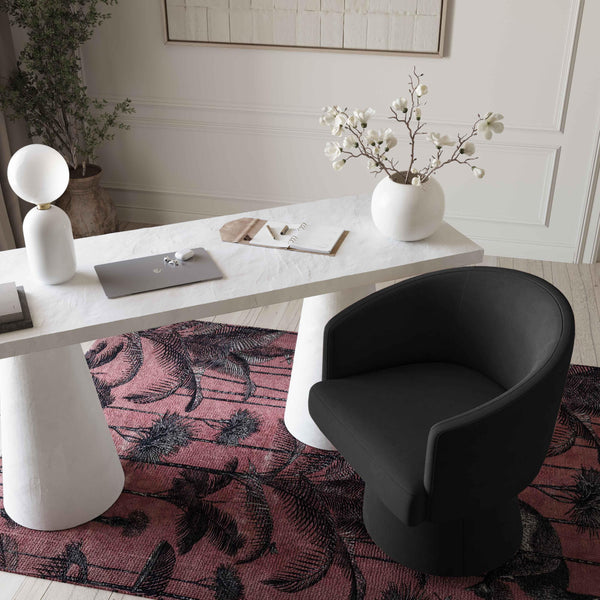 Tov Furniture Kristen Upcycled Chenille Rolling Desk Chair – Stylish, Sustainable Design For A Chic Workspace Upgrade Black Plywood,Recycled Fabric,Wood Tov-h69158