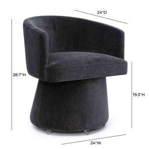 Tov Furniture Kristen Upcycled Chenille Rolling Desk Chair – Stylish, Sustainable Design For A Chic Workspace Upgrade Black Plywood,Recycled Fabric,Wood Tov-h69158