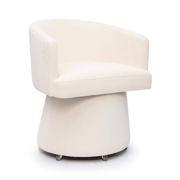 TOV Furniture Kristen Upcycled Chenille Rolling Desk Chair - Eco-Friendly Comfort for Home and Office Workspaces Cream TOV-H69159