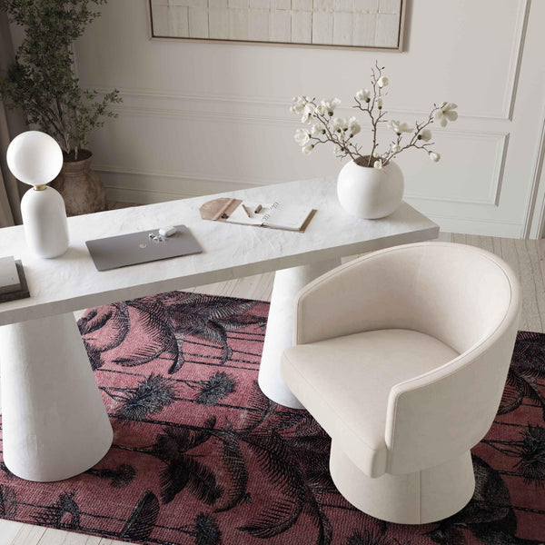 TOV Furniture Kristen Upcycled Chenille Rolling Desk Chair - Eco-Friendly Comfort for Home and Office Workspaces Cream TOV-H69159