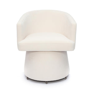 TOV Furniture Kristen Upcycled Chenille Rolling Desk Chair - Eco-Friendly Comfort for Home and Office Workspaces Cream TOV-H69159