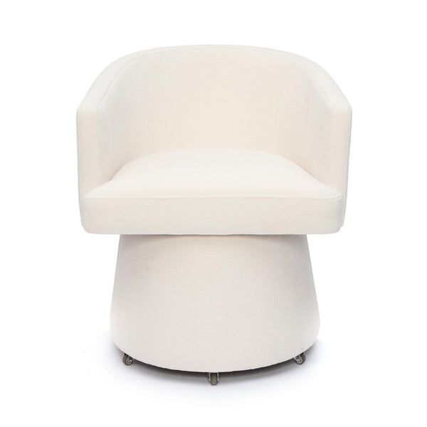 TOV Furniture Kristen Upcycled Chenille Rolling Desk Chair - Eco-Friendly Comfort for Home and Office Workspaces Cream TOV-H69159