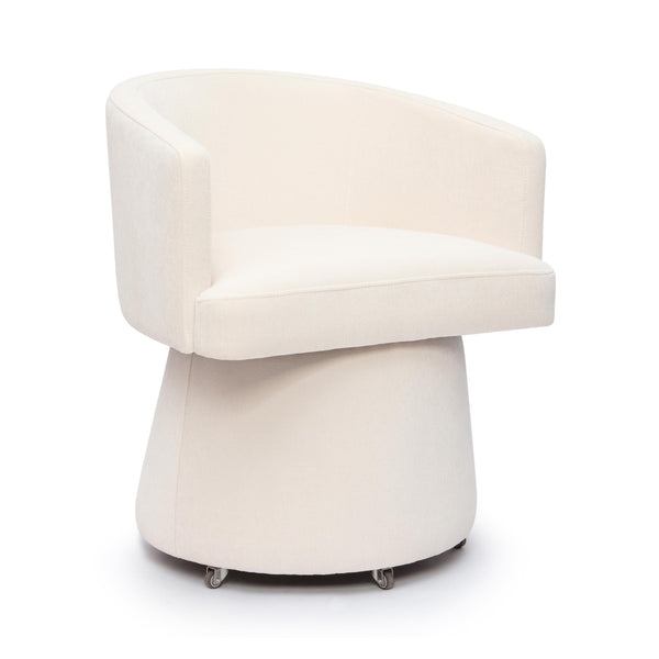 Tov Furniture Kristen Upcycled Chenille Rolling Desk Chair – Stylish, Sustainable Design For A Chic Workspace Upgrade Cream Plywood,Recycled Fabric,Wood Tov-h69159