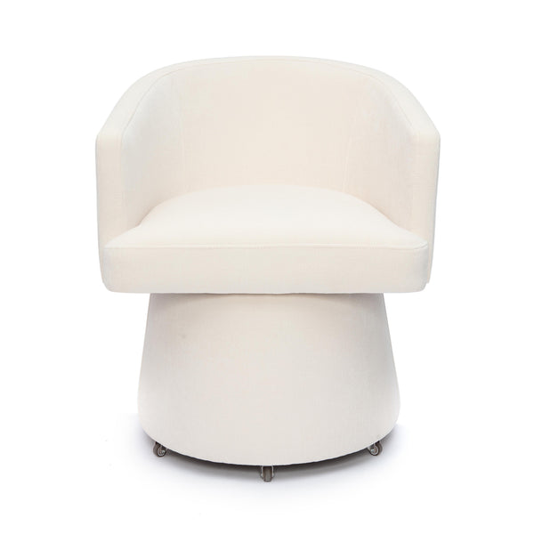 Tov Furniture Kristen Upcycled Chenille Rolling Desk Chair – Stylish, Sustainable Design For A Chic Workspace Upgrade Cream Plywood,Recycled Fabric,Wood Tov-h69159