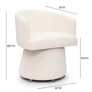 Tov Furniture Kristen Upcycled Chenille Rolling Desk Chair – Stylish, Sustainable Design For A Chic Workspace Upgrade Cream Plywood,Recycled Fabric,Wood Tov-h69159