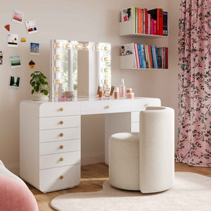 TOV Furniture Alyssa Cream Chenille Rolling Desk Chair - Stylish, Comfortable, and Perfect for Your Home Office Space! TOV-H69259