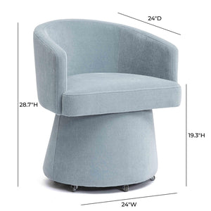 TOV Furniture Kristen Upcycled Chenille Rolling Desk Chair - Eco-Friendly Comfort for Home and Office Workspaces Faded Blue TOV-H69312