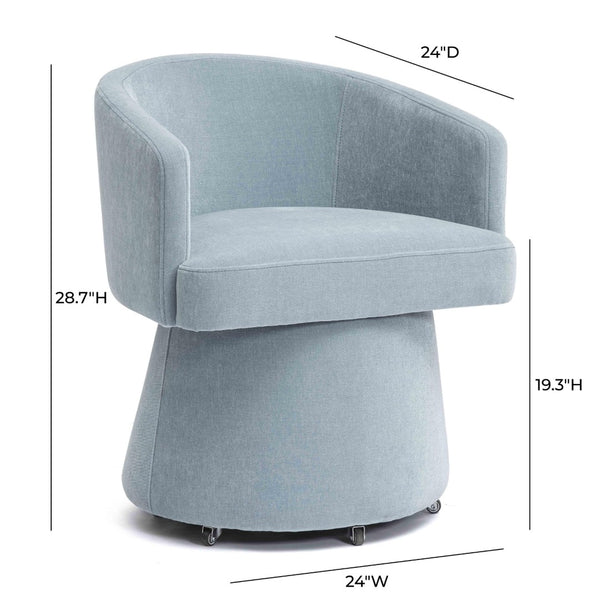 TOV Furniture Kristen Upcycled Chenille Rolling Desk Chair - Eco-Friendly Comfort for Home and Office Workspaces Faded Blue TOV-H69312