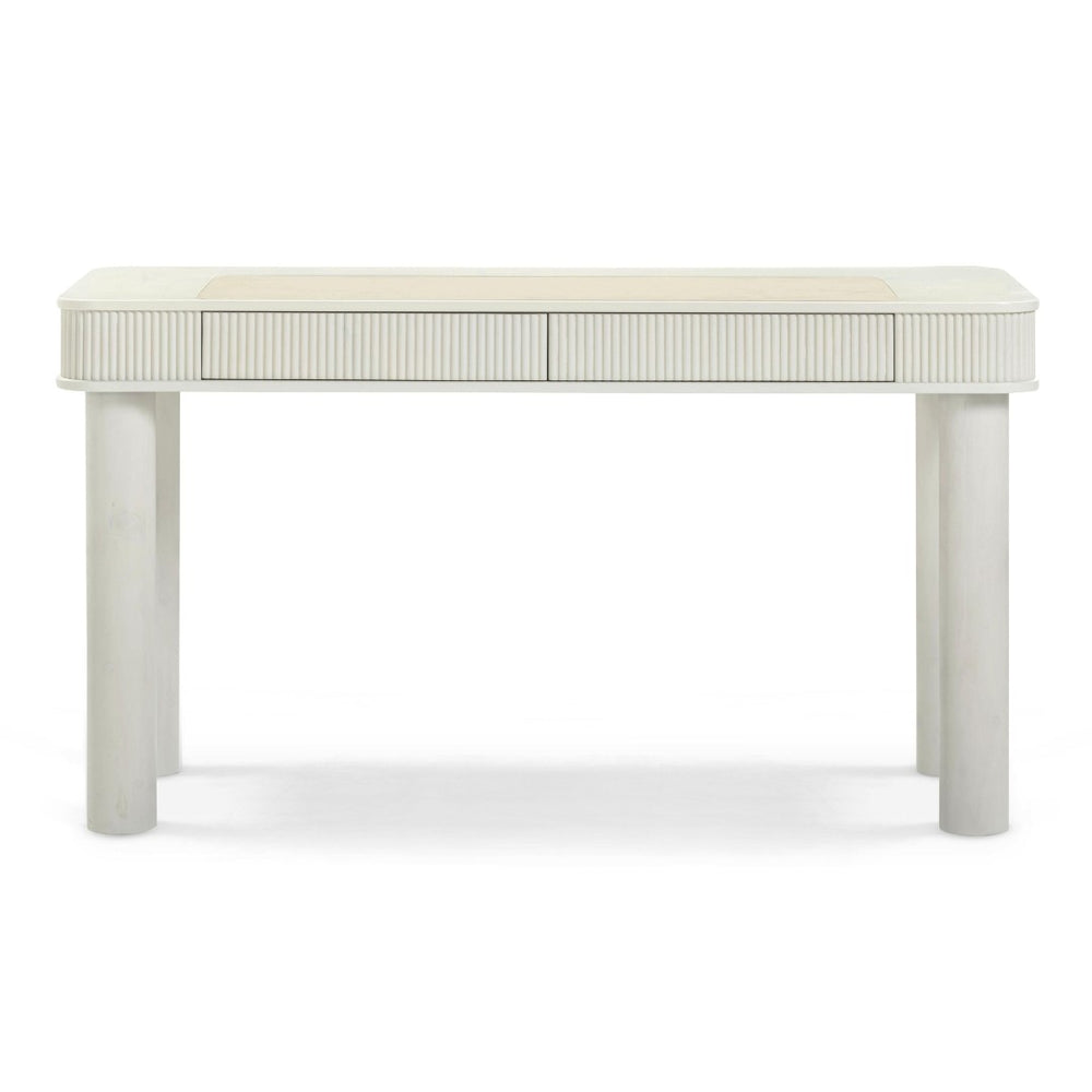 TOV Furniture Sarah 55" Cream Executive Work Desk - Elegant Design with Fluted Edging & Smart Storage Solutions TOV-H69351