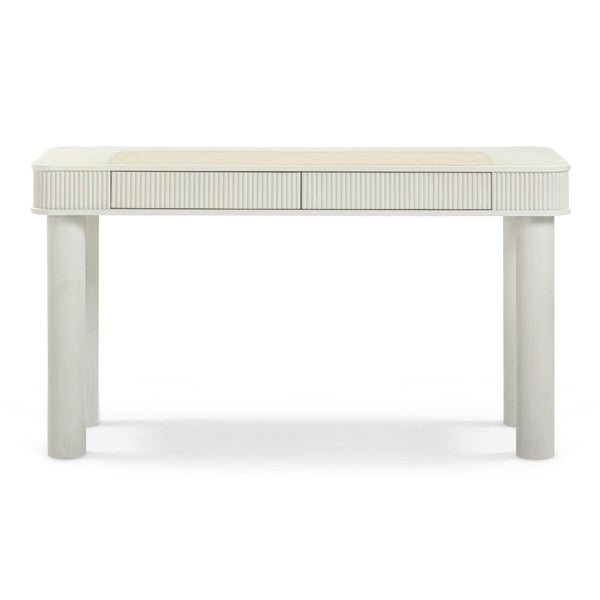 TOV Furniture Sarah 55" Cream Executive Work Desk - Elegant Design with Fluted Edging & Smart Storage Solutions TOV-H69351