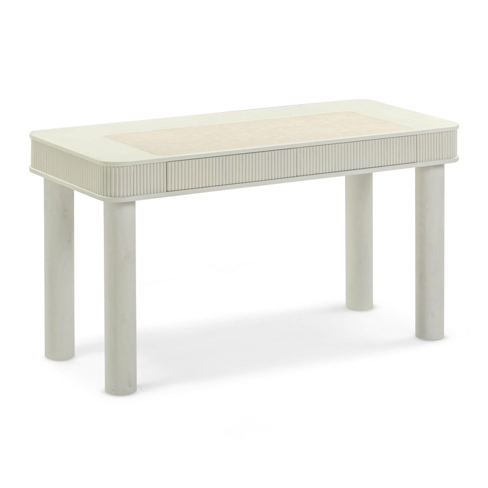 TOV Furniture Sarah 55" Cream Executive Work Desk - Elegant Design with Fluted Edging & Smart Storage Solutions TOV-H69351