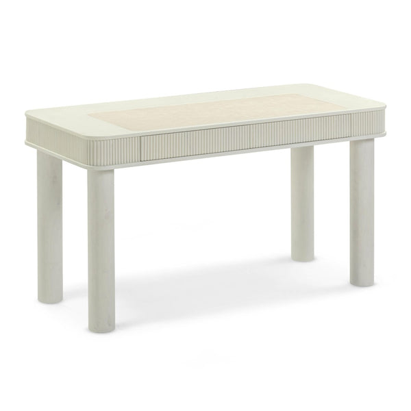 TOV Furniture Sarah 55" Cream Executive Work Desk - Elegant Design with Fluted Edging & Smart Storage Solutions TOV-H69351