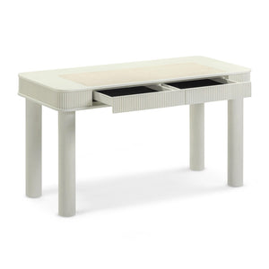 TOV Furniture Sarah 55" Cream Executive Work Desk - Elegant Design with Fluted Edging & Smart Storage Solutions TOV-H69351