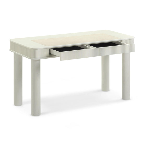 TOV Furniture Sarah 55" Cream Executive Work Desk - Elegant Design with Fluted Edging & Smart Storage Solutions TOV-H69351