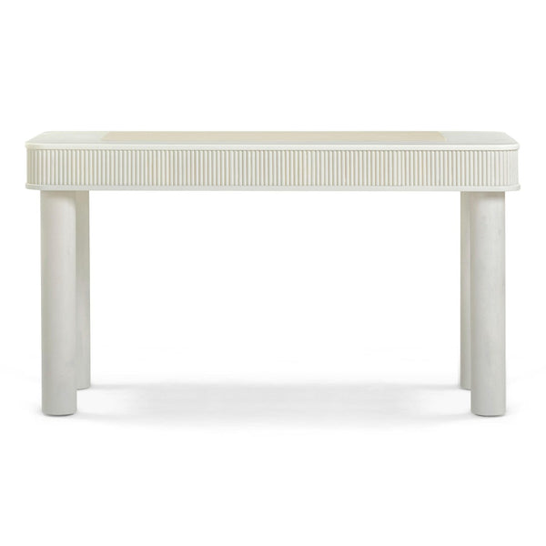 TOV Furniture Sarah 55" Cream Executive Work Desk - Elegant Design with Fluted Edging & Smart Storage Solutions TOV-H69351