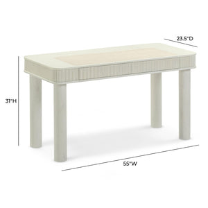 TOV Furniture Sarah 55" Cream Executive Work Desk - Elegant Design with Fluted Edging & Smart Storage Solutions TOV-H69351