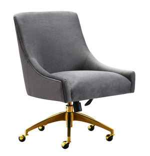 TOV Furniture Beatrix Velvet Office Swivel Chair - Luxurious Comfort with Gold Accents for Modern Workspaces Grey TOV-H7231