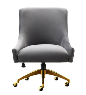 TOV Furniture Beatrix Velvet Office Swivel Chair - Luxurious Comfort with Gold Accents for Modern Workspaces Grey TOV-H7231