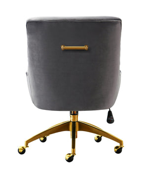 TOV Furniture Beatrix Velvet Office Swivel Chair - Luxurious Comfort with Gold Accents for Modern Workspaces Grey TOV-H7231