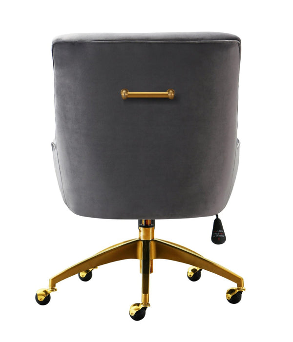 TOV Furniture Beatrix Velvet Office Swivel Chair - Luxurious Comfort with Gold Accents for Modern Workspaces Grey TOV-H7231