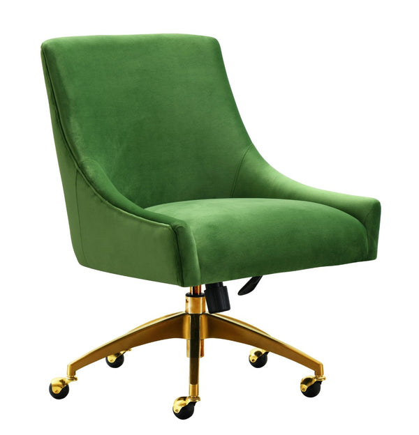TOV Furniture Beatrix Velvet Office Swivel Chair - Luxurious Comfort with Gold Accents for Modern Workspaces Green TOV-H7232