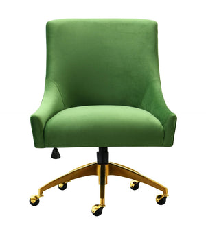 TOV Furniture Beatrix Velvet Office Swivel Chair - Luxurious Comfort with Gold Accents for Modern Workspaces Green TOV-H7232
