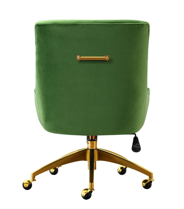 TOV Furniture Beatrix Velvet Office Swivel Chair - Luxurious Comfort with Gold Accents for Modern Workspaces Green TOV-H7232