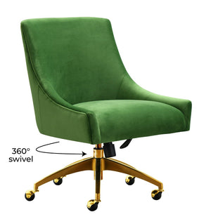 TOV Furniture Beatrix Velvet Office Swivel Chair - Luxurious Comfort with Gold Accents for Modern Workspaces Green TOV-H7232