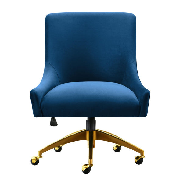 TOV Furniture Beatrix Velvet Office Swivel Chair - Luxurious Comfort with Gold Accents for Modern Workspaces Navy TOV-H7233