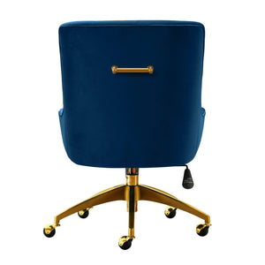 TOV Furniture Beatrix Velvet Office Swivel Chair - Luxurious Comfort with Gold Accents for Modern Workspaces Navy TOV-H7233