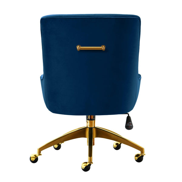 TOV Furniture Beatrix Velvet Office Swivel Chair - Luxurious Comfort with Gold Accents for Modern Workspaces Navy TOV-H7233