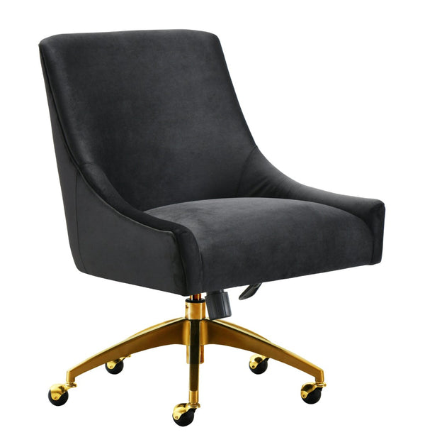 TOV Furniture Beatrix Velvet Office Swivel Chair - Luxurious Comfort with Gold Accents for Modern Workspaces Black TOV-H7234