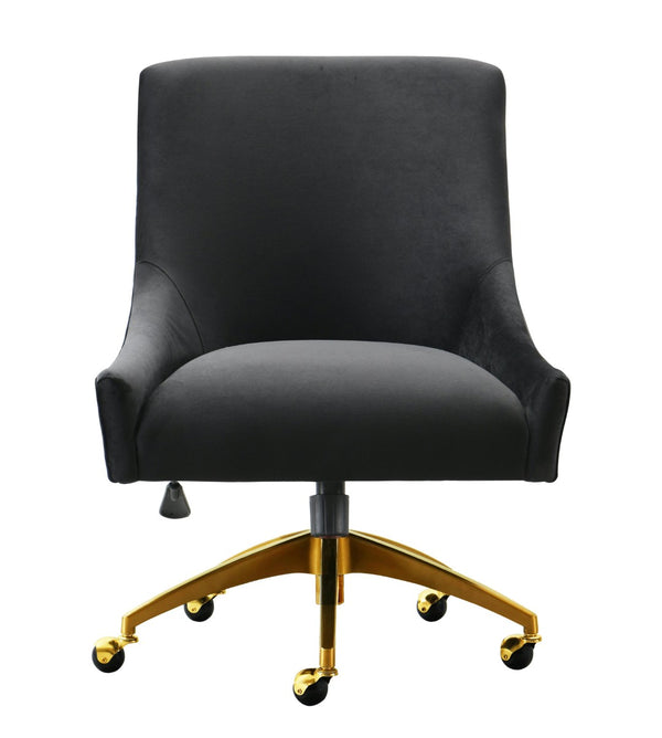 TOV Furniture Beatrix Velvet Office Swivel Chair - Luxurious Comfort with Gold Accents for Modern Workspaces Black TOV-H7234